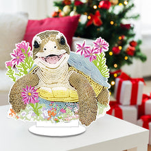 Load image into Gallery viewer, Round Diamond Painting Desktop Decor for Office Desktop Decor (Flowering Turtle)