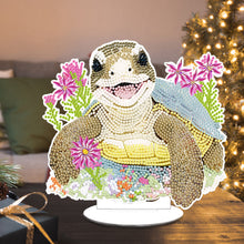 Load image into Gallery viewer, Round Diamond Painting Desktop Decor for Office Desktop Decor (Flowering Turtle)