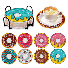 Load image into Gallery viewer, 8 PCS Wooden Diamond Painting Coasters Kits with Holder for Adult Kid (Doughnut)