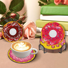 Load image into Gallery viewer, 8 PCS Wooden Diamond Painting Coasters Kits with Holder for Adult Kid (Doughnut)