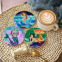 Load image into Gallery viewer, 8 PCS Wooden Diamond Painting Coasters Kits with Holder for Adult Kid (Mermaid)