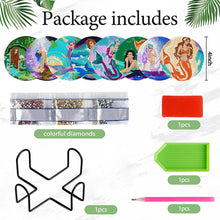 Load image into Gallery viewer, 8 PCS Wooden Diamond Painting Coasters Kits with Holder for Adult Kid (Mermaid)