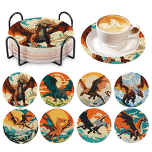 Load image into Gallery viewer, 8 PCS Wooden Diamond Painting Coasters Kits with Holder for Adult Kid (Dragon)