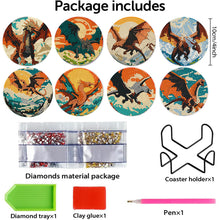 Load image into Gallery viewer, 8 PCS Wooden Diamond Painting Coasters Kits with Holder for Adult Kid (Dragon)