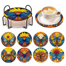 Load image into Gallery viewer, 8 PCS Wooden Diamond Painting Coasters Kits with Holder for Adult Kid(Butterfly)