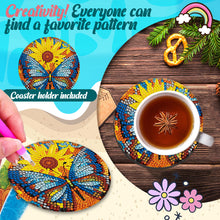 Load image into Gallery viewer, 8 PCS Wooden Diamond Painting Coasters Kits with Holder for Adult Kid(Butterfly)