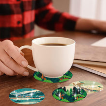 Load image into Gallery viewer, 8 PCS Wooden Diamond Painting Coasters Kits with Holder for Adult Kid(Landscape)