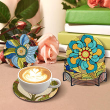 Load image into Gallery viewer, 8 PCS Wooden Diamond Painting Coasters Kits with Holder for Adult Kid (Flower)