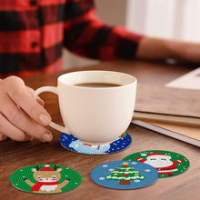 Load image into Gallery viewer, 8 PCS Wooden Diamond Painting Coasters with Holder for Adult Kid (Christmas #10)