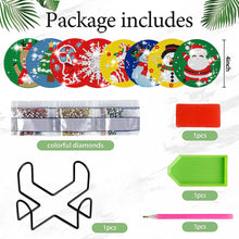 Load image into Gallery viewer, 8 PCS Wooden Diamond Painting Coasters with Holder for Adult Kid (Christmas #10)