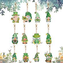 Load image into Gallery viewer, 12 PCS Gnome Double Sided Special Shape Diamond Painting Keychain Pendant(Green)