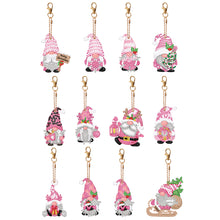 Load image into Gallery viewer, 12 PCS Gnome Double Sided Special Shape Diamond Painting Keychain Pendant (Pink)