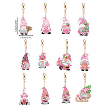 Load image into Gallery viewer, 12 PCS Gnome Double Sided Special Shape Diamond Painting Keychain Pendant (Pink)