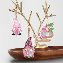 Load image into Gallery viewer, 12 PCS Gnome Double Sided Special Shape Diamond Painting Keychain Pendant (Pink)