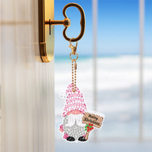 Load image into Gallery viewer, 12 PCS Gnome Double Sided Special Shape Diamond Painting Keychain Pendant (Pink)