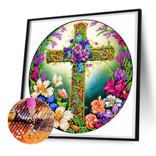 Load image into Gallery viewer, Diamond Painting - Partial Special Shaped - flower cross (30*30CM)