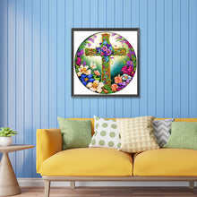 Load image into Gallery viewer, Diamond Painting - Partial Special Shaped - flower cross (30*30CM)
