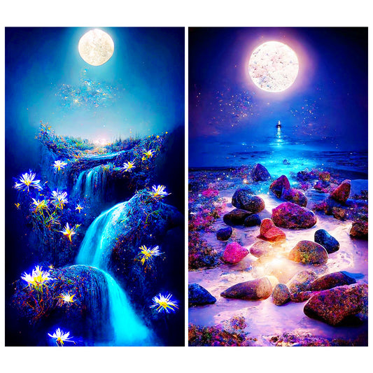 2pcs Diamond Painting Set - late night moonscape (40*70CM)