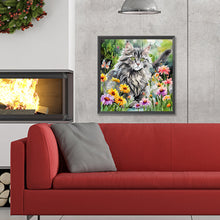 Load image into Gallery viewer, Diamond Painting - Full Round - cat and flower (30*30CM)