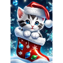 Load image into Gallery viewer, AB Diamond Painting - Full Round - Christmas stocking cat (40*60CM)