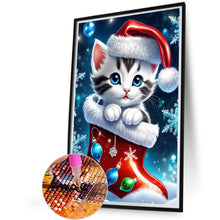 Load image into Gallery viewer, AB Diamond Painting - Full Round - Christmas stocking cat (40*60CM)
