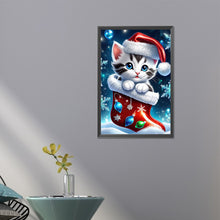 Load image into Gallery viewer, AB Diamond Painting - Full Round - Christmas stocking cat (40*60CM)
