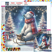 Load image into Gallery viewer, Diamond Painting - Full Square - White bear looking at the starry sky in winter (30*30CM)