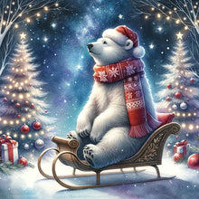 Load image into Gallery viewer, Diamond Painting - Full Square - White bear looking at the starry sky in winter (30*30CM)