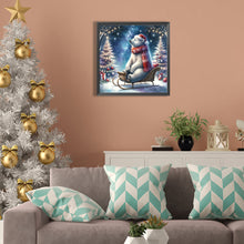 Load image into Gallery viewer, Diamond Painting - Full Square - White bear looking at the starry sky in winter (30*30CM)