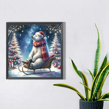 Load image into Gallery viewer, Diamond Painting - Full Square - White bear looking at the starry sky in winter (30*30CM)