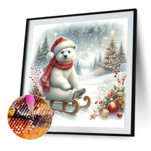 Load image into Gallery viewer, Diamond Painting - Full Square - White bear on sleigh in winter (30*30CM)