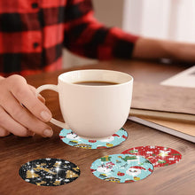 Load image into Gallery viewer, 8 PCS Acrylic Santa Gingerbread Man Diamond Painting Art Coaster Kit with Holder