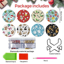 Load image into Gallery viewer, 8 PCS Acrylic Santa Gingerbread Man Diamond Painting Art Coaster Kit with Holder