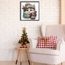 Load image into Gallery viewer, Diamond Painting - Partial Special Shaped - Christmas kitten (30*30CM)