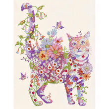 Load image into Gallery viewer, Diamond Painting - Partial Special Shaped - Cats, Flowers and Butterflies (30*40CM)