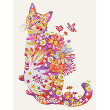 Load image into Gallery viewer, Diamond Painting - Partial Special Shaped - Cats, Flowers and Butterflies (30*40CM)