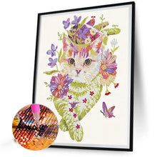 Load image into Gallery viewer, Diamond Painting - Partial Special Shaped - Cats, Flowers and Butterflies (30*40CM)