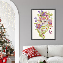 Load image into Gallery viewer, Diamond Painting - Partial Special Shaped - Cats, Flowers and Butterflies (30*40CM)