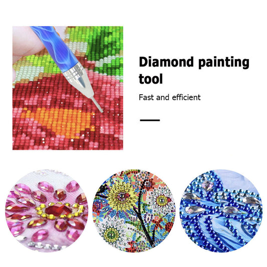 Double-End Manicure Point Drill Pen with Clay Glue Nail Art Tool for Women(Blue)