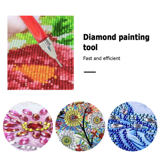 Double-End Manicure Point Drill Pen with Clay Glue Nail Art Tool for Women (Red)