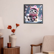 Load image into Gallery viewer, Diamond Painting - Full Round - snow kitten (30*30CM)