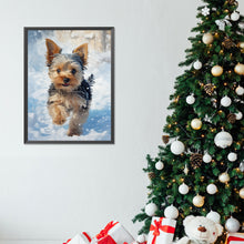 Load image into Gallery viewer, Diamond Painting - Full Round - Little Yorkie in the snow (30*40CM)
