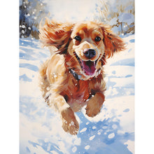 Load image into Gallery viewer, Diamond Painting - Full Round - Little golden retriever in the snow (30*40CM)
