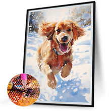 Load image into Gallery viewer, Diamond Painting - Full Round - Little golden retriever in the snow (30*40CM)
