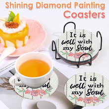 Load image into Gallery viewer, 8 PCS Acrylic DIY Diamond Painting Art Coaster Kit with Holder (Love and Faith)