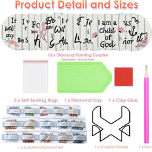 Load image into Gallery viewer, 8 PCS Acrylic DIY Diamond Painting Art Coaster Kit with Holder (Love and Faith)