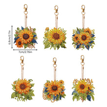 Load image into Gallery viewer, 6 PCS Double Sided Diamond Painting Art Keychain Full Drill Keyring (Sunflower)