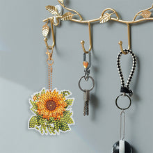 Load image into Gallery viewer, 6 PCS Double Sided Diamond Painting Art Keychain Full Drill Keyring (Sunflower)