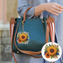 Load image into Gallery viewer, 6 PCS Double Sided Diamond Painting Art Keychain Full Drill Keyring (Sunflower)