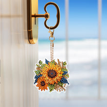 Load image into Gallery viewer, 6 PCS Double Sided Diamond Painting Art Keychain Full Drill Keyring (Sunflower)